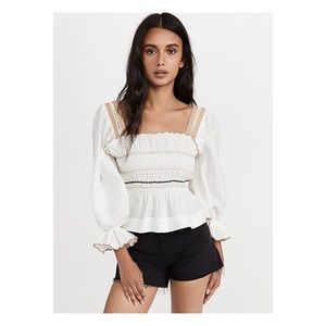 Lug Von Siga White Linen Peasant Top Sz 36, Small